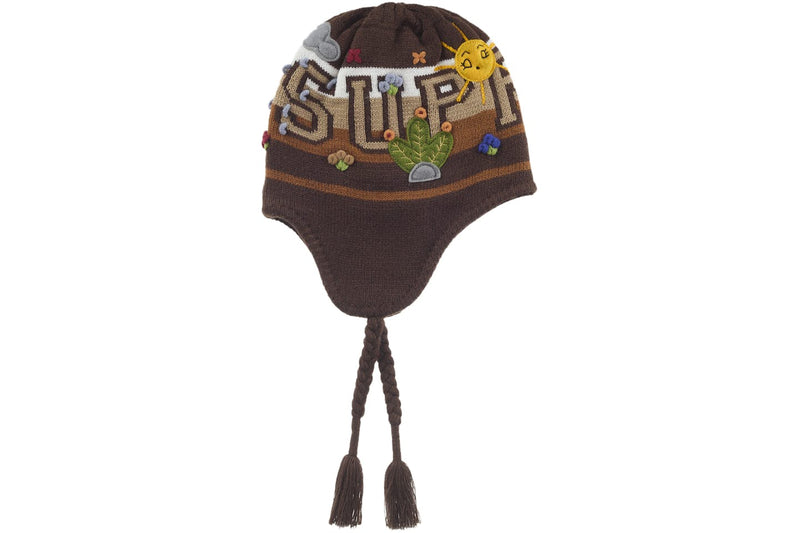 Supreme Cactus Earflap Beanie — Brown